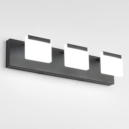 Ralbay LED Modern Black Vanity Light 3 Light Acrylic Matte Black Bathroom Vanity Wall Light Modern Black Bathroom Vanity Lighting Fixtures