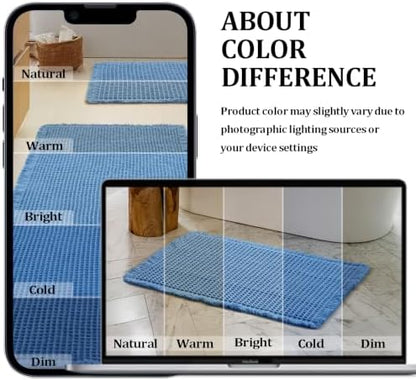 JIUZHEN Set of 2 Waffle Bath Mats Boho Bathroom Runner Rug 20"x32"+24"x48"