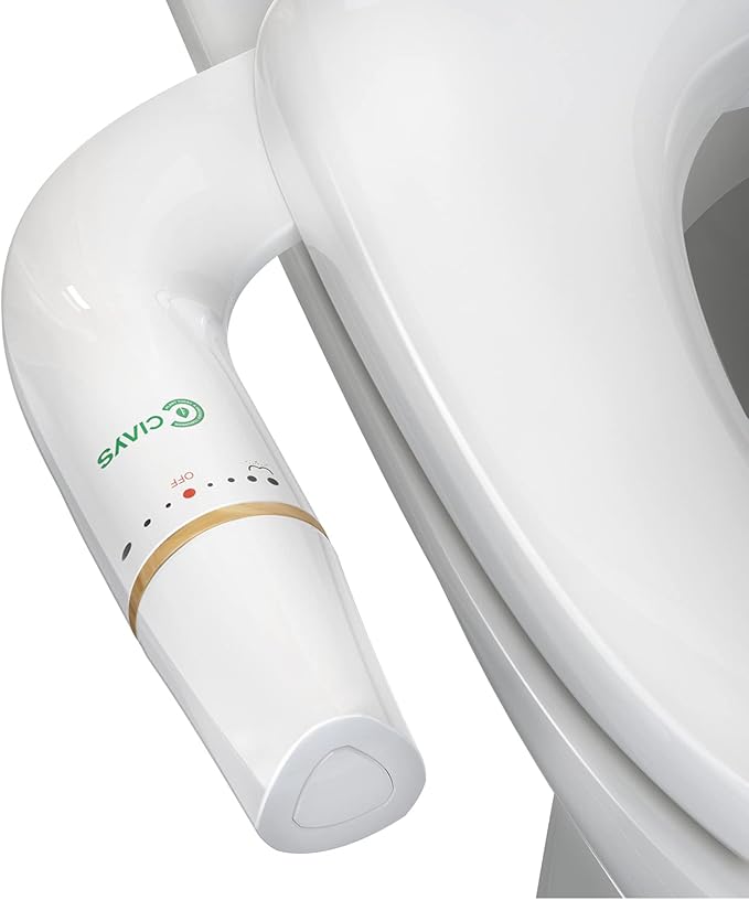 Ciays Bidet Attachment for Toilet Ultra-Slim Bidet Sprayer Non-Electric Dual Nozzle for Feminine/Posterior Wash Bidet Toilet Attachment with Pressure Controls，Bamboo/White (CIBA03)