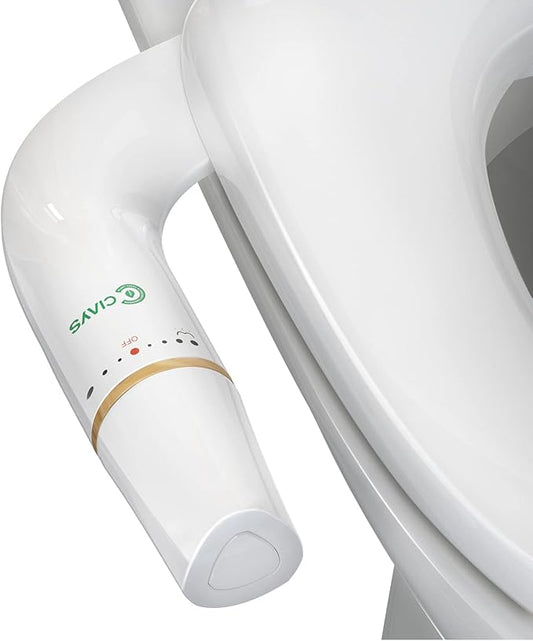 Ciays Bidet Attachment for Toilet Ultra-Slim Bidet Sprayer Non-Electric Dual Nozzle for Feminine/Posterior Wash Bidet Toilet Attachment with Pressure Controls，Bamboo/White (CIBA03)