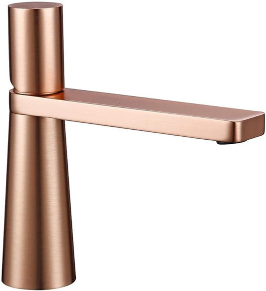 Faucet Sink Bathroom Faucets Brass Hole Single Handle 360 Degree Rotation Deck Mounted Basin Hot and Cold Water-Matt Black (Brushed Rose Gold) Faucet