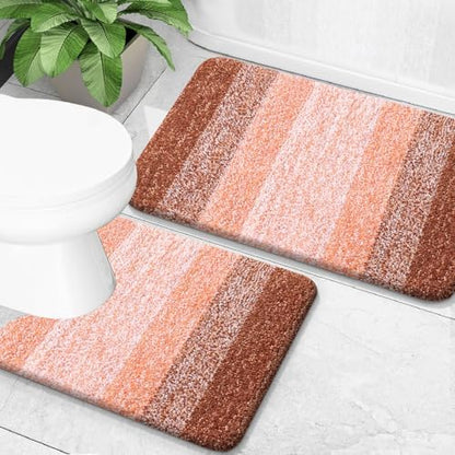 OLANLY Micorfiber Bathroom Rug Set 2 Piece, 30"x20"+U-Shaped 24"x20"