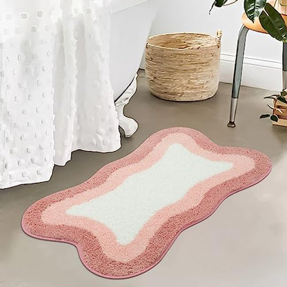 HAOCOO Pink Bathroom Rugs Washable, 18x25 inch Soft Non Slip Funny Bathroom Decor Cute Bath Mat, Luxury Soft Microfiber Absorbent Bathmat Floor Carpet for Shower Tub Bedroom