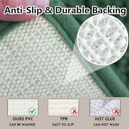 Bathroom Rugs Chenille, Extra Thick and Absorbent, Non-Slip, Machine Washable, Dry Quckily, Soft Cozy Plush, Used Under Shower Bathtub and Sink, Bath mat Sets 2Piece Dark Green