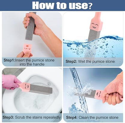 Navona 10 Pack Pumice Stone Scouring Sticks with 2 Universal Handles, Grey Pumice Stone Cleaner for Cleaning Toilets, Bathrooms, Kitchens, Spas and Pools