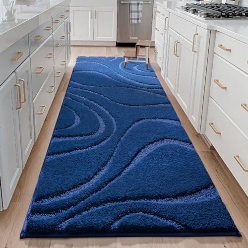 DEXDE Bathroom Rugs Runner Non-Slip Mat for Bathroom Floor, 24X72 Blue