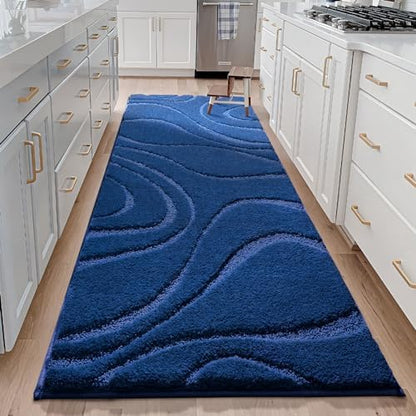 DEXDE Bathroom Rugs Runner Non-Slip Mat for Bathroom Floor, 24X72 Blue