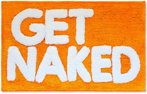 Get Naked Bath Mat Orange - Cute Bathroom Rugs Decor, Shower Mat, 31" x 20"