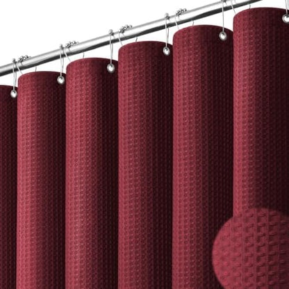 Dynamene Extra Wide Waffle Shower Curtain 256 GSM Fabric 108x72 Burgundy