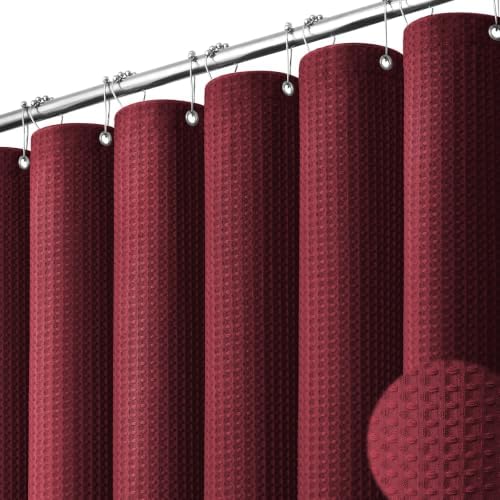 Dynamene Stall Waffle Shower Curtain 256 GSM Heavy Fabric 60x72 Burgundy