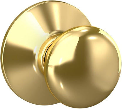 Schlage F10 PLY 605 Plymouth Door Knob, Hall & Closet Passage Lock, Bright Brass