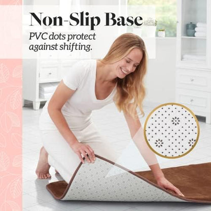 Memory Foam Bath Mat Non Slip Absorbent Super Cozy Velvet Bathroom Rug Carpet (17 inches X 24 inches, Brown)
