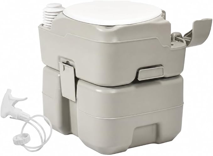 YITAHOME 5.3 Gallon Portable Travel Toilet RV Porta Potty | Handle Flush Pump Detachable Water Tank for Camping Boating Hiking Trips