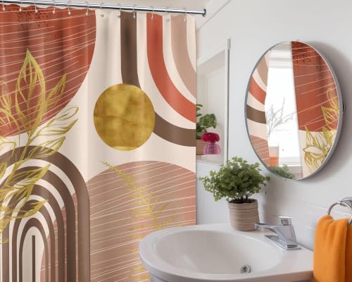 Burnt Orange Shower Curtain, 72x72 in, Mid Century Modern MCM