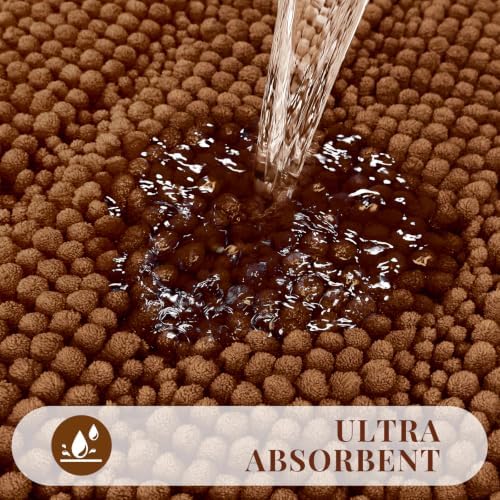Bcoimo Bath Rug Mat,30x20 Chenille Extra Soft Burnt Orange Bathroom Tub Mat