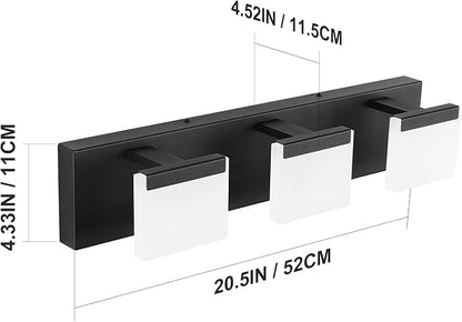 Ralbay LED Modern Black Vanity Light 3 Light Acrylic Matte Black Bathroom Vanity Wall Light Modern Black Bathroom Vanity Lighting Fixtures