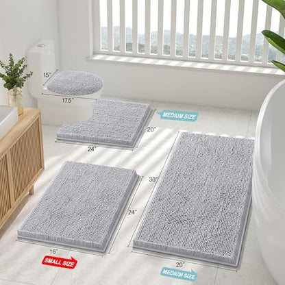 Smiry Toilet Rugs U-Shaped 24x20, Extra Soft Absorbent Contoured Bath Mat