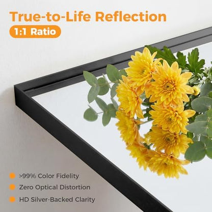 NEWBULIG 30"x36" Wall Mirror, Bathroom Mirrors for Over Sink, Black