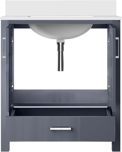 Jacques 30 in. W x 22 in. D Dark Grey Bath Vanity and White Quartz Top