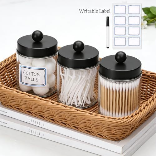 Accguan 6Pack Apothecary Jars Bathroom Vanity Storage Organizer Set