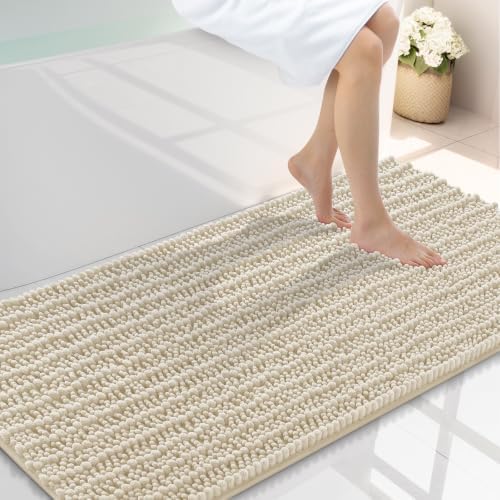Smiry Bathroom Rugs 44X24, Extra Soft Rubber Backing Chenille Bath Mats