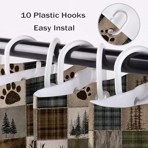 Rustic Cabin Forest Shower Curtain for Bathroom, 60W X 72L inches