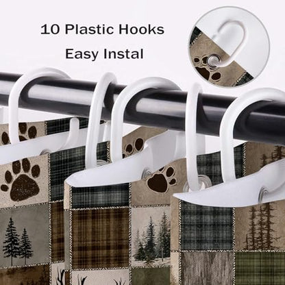 Rustic Cabin Forest Shower Curtain for Bathroom, 60W X 72L inches