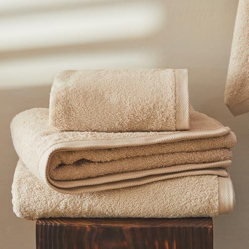 COZYART Luxury Bath Towel Set 6 Pcs, Beige 100% Turkish Cotton 650 GSM