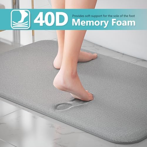 RUN HELIX Bathroom Rugs Sets 3 Piece, Soft Absorbent Memory Foam Bath Mats Set, Dry Fast Bath Mat, Machine Washable Bath Rug Set for Bathroom （Ash Gray）