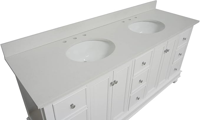 Bella 72-inch Double Bathroom Vanity (Quartz/White): Includes White Cabinet with Stunning Quartz Countertop and White Ceramic Sinks