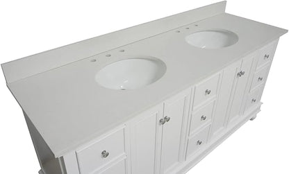 Bella 72-inch Double Bathroom Vanity (Quartz/White): Includes White Cabinet with Stunning Quartz Countertop and White Ceramic Sinks
