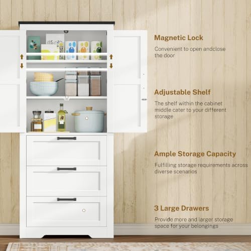 TEENFON Storage Cabinet with Doors & Adjustable Shelf
