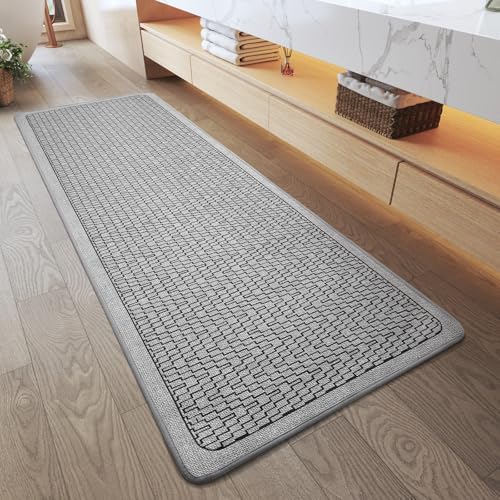 YDKGL Bathroom Runner Rug, Long Thin Bath Mat Fit Under Door, Grey 24x70