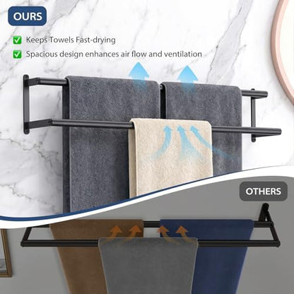 24 Inch Stainless Steel Double Towel Rack for Rentals,Apparment Essentials