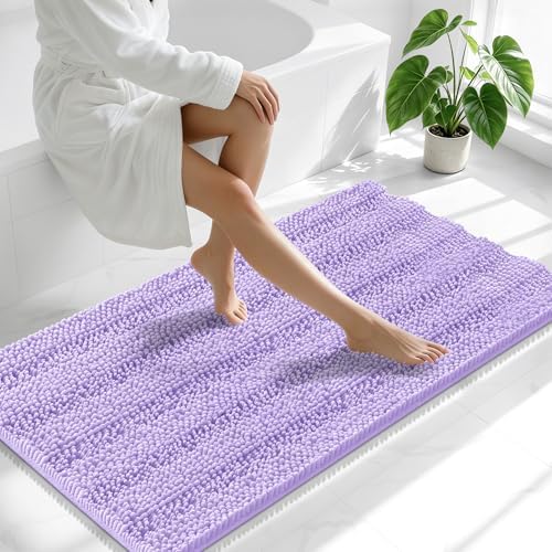 Smiry Thick Chenille Bathroom Runner Rugs 59x20, Soft Bath Mat, Lavender