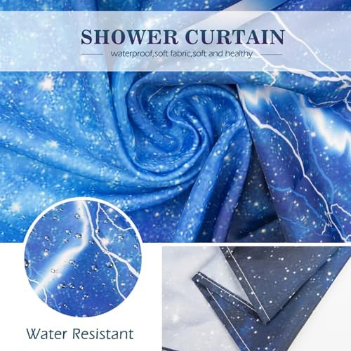 Aimego Funny Cat Shower Curtains for Bathroom - Cool Cute Cat on Fantasy Outer Space Galaxy Universe UFO Fun Shower Curtain Set with 12 Hooks for Adults Kids Bathroom Decor Accessories, 72"x72"