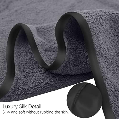 TENSTARS Luxury Silk Hemming Towel Set - Light Thin Quick Drying - 2 Bath Towels 2 Hand Towels 2 Washcloths - Ultra Soft Microfiber, for Bath Fitness, Sports, Yoga, Travel (Dark Grey 6 Pieces)