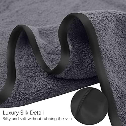 TENSTARS Luxury Silk Hemming Towel Set - Light Thin Quick Drying - 2 Bath Towels 2 Hand Towels 2 Washcloths - Ultra Soft Microfiber, for Bath Fitness, Sports, Yoga, Travel (Dark Grey 6 Pieces)