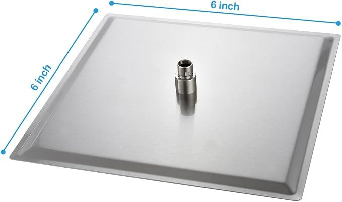 Lordear Rain Shower Heads High Pressure, Rainfall Showerhead for Bathroom Fixed Mount, 6 Inch Large Square High Flow Shower Head (Brushed Nickel)