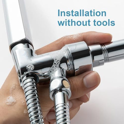 OFFO Shower Head Holder with Solid Metal Ball Joint for Handheld Shower Head, Adjustable Shower Arm Mount for Connecting Shower Arm and Shower Hose, 1/2 in IPS Female Inlet and Male Outlet, Chrome