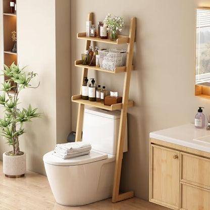 3-Tier Bathroom Over Toilet Storage for Small Space (Brown)