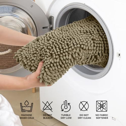 Bcoimo Small Bath Rug Mat,24x17 Chenille High Absorbent Latte Bathroom Mats