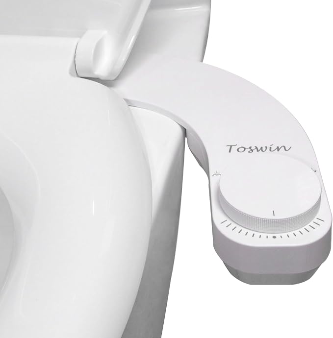 Left Handed Bidet Left Hand Bidet Left Side Control Bidet Attachment for Toilet with Dual Front & Rear Nozzles and Adjustable Water Pressure -White Knob