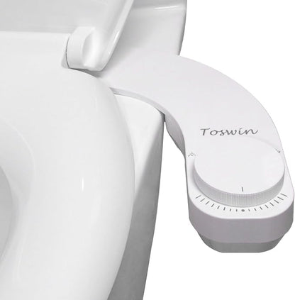 Left Handed Bidet Left Hand Bidet Left Side Control Bidet Attachment for Toilet with Dual Front & Rear Nozzles and Adjustable Water Pressure -White Knob