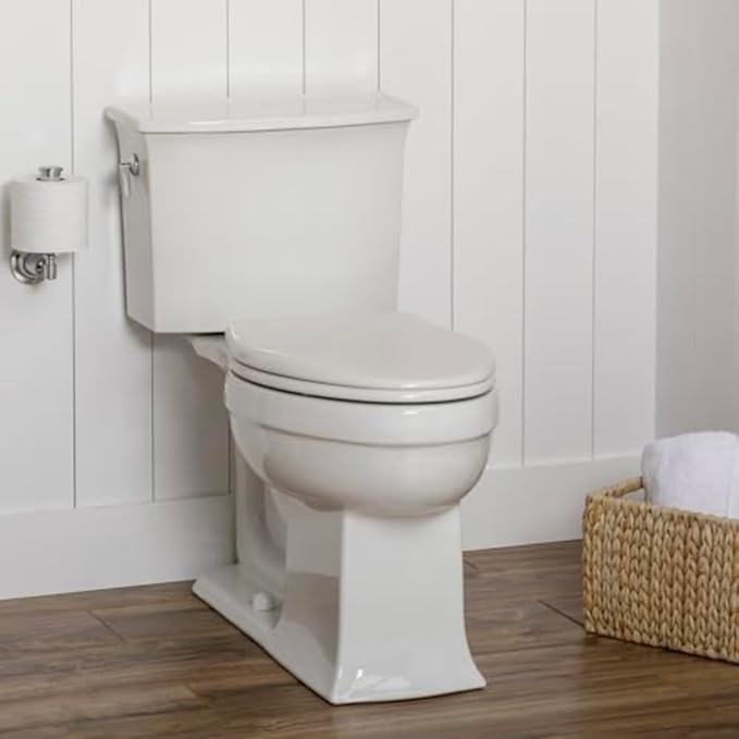 Bemis Alesio II Slow Close Toilet Seat, Easy Clean Hinges and Adjustable Perfect Fit Wood Seat, Made in USA, Elongated, Biscuit