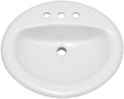 PROFLO PF20178 Rockaway 20-1/2" Oval Vitreous China Drop In Bathroom Sink with Overflow and 3 Faucet Holes at 8" Centers - White