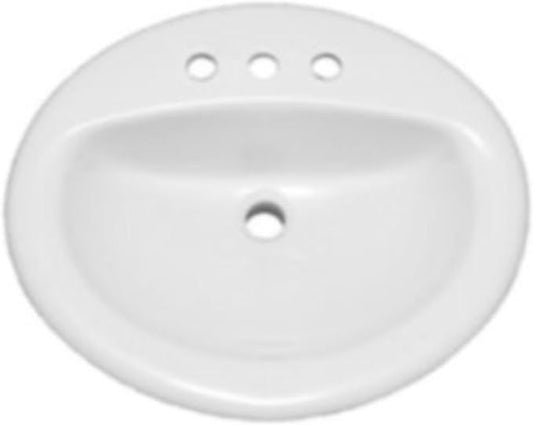 PROFLO PF20178 Rockaway 20-1/2" Oval Vitreous China Drop In Bathroom Sink with Overflow and 3 Faucet Holes at 8" Centers - White