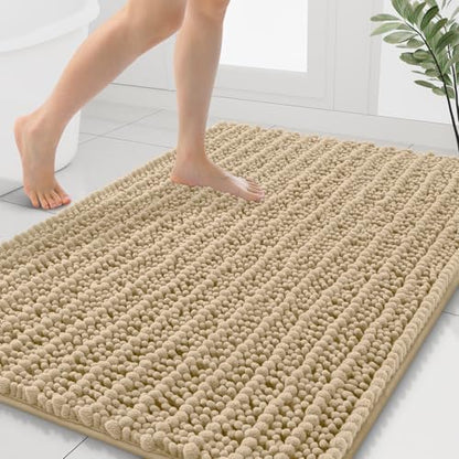Smiry Bathroom Rugs 40X32, Extra Soft Rubber Backing Chenille Bath Mats