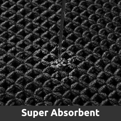 AMOAMI Waffle Bathroom Runner Rugs, Long Bath Mat Non Slip 24''x72'' Black