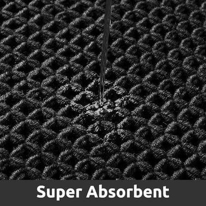 AMOAMI Waffle Bathroom Runner Rugs, Long Bath Mat Non Slip 24''x72'' Black